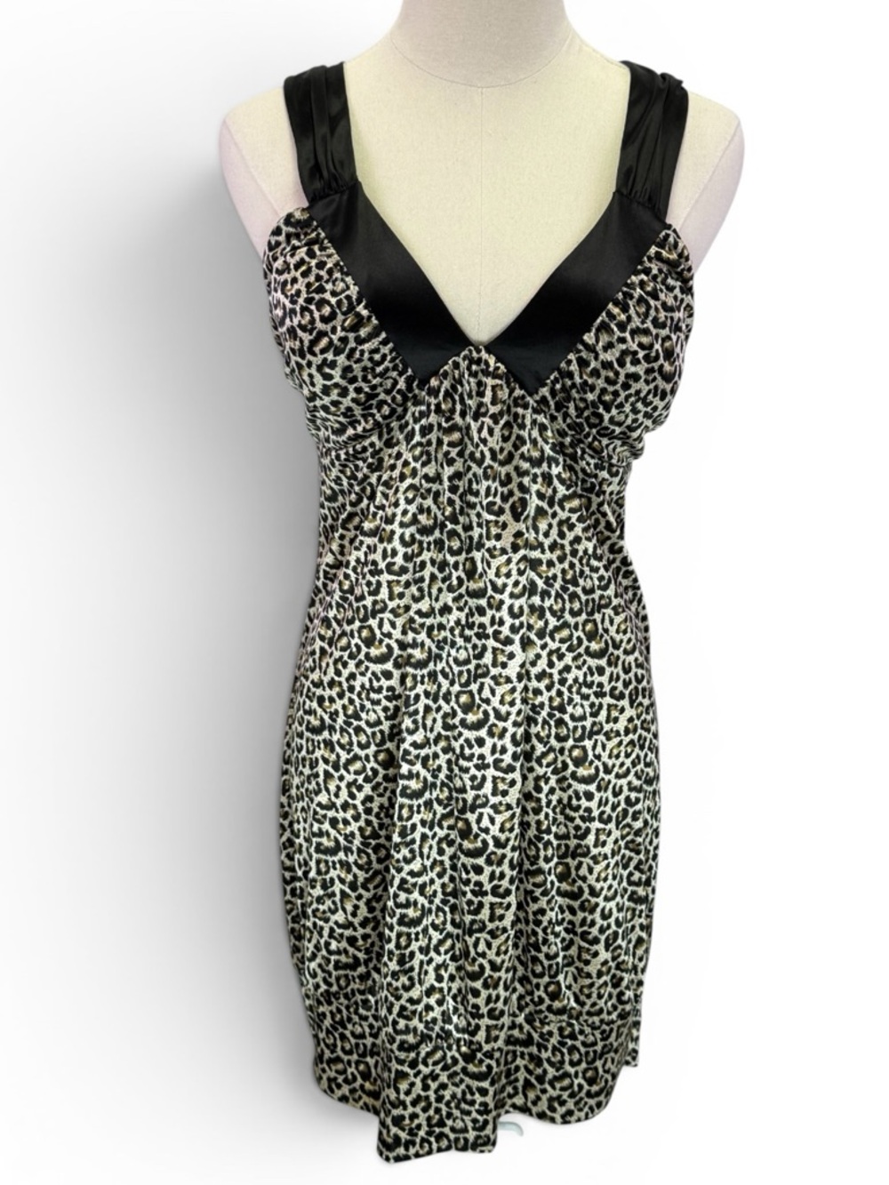 Y2K Ruby Rox Women's Leopard Print Crossbody Halter Bubble Mini Dress Size L